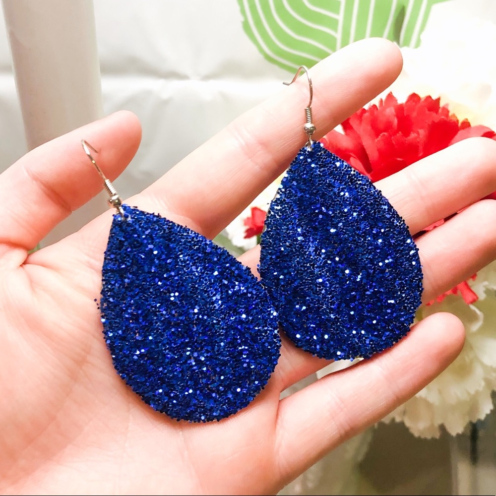 Sparkly Blue Drop Earrings